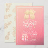 Bachelorette Party Gold Pineapple Couple Pink Rose Kaart (Voorkant / Achterkant)