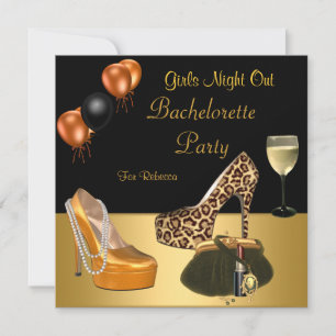 Bachelorette Party Gold Shoes Hi Heels Wine Glass Kaart