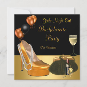 Bachelorette Party Gold Shoes Hi Heels Wine Glass Kaart
