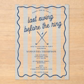 Bachelorette Party Golf Bach Retro Stripes Acryl Uitnodigingen (Voorkant)