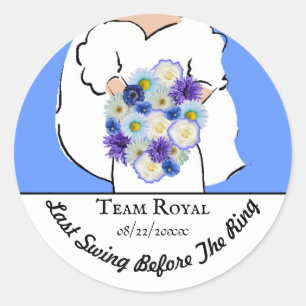 Bachelorette Party Golf Blauwe Bloemen Personalise Ronde Sticker