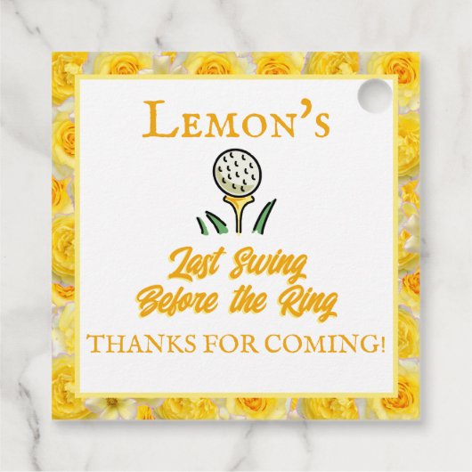 Bachelorette Party Golf Citroen Gele Bloemen Bedankjes Labels (Achterkant)