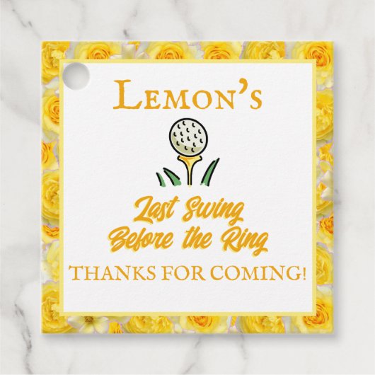 Bachelorette Party Golf Citroen Gele Bloemen Bedankjes Labels (Voorkant)