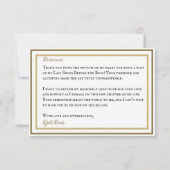 Bachelorette Party Golf Goud en Wit Bedankkaart (Achterkant)