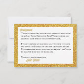 Bachelorette Party Golf Gouden Glitter Laatste sch Bedankkaart (Achterkant)