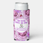 Bachelorette Party Golf Paarse Bloemen Personalise Seltzer Blikjeskoeler (Seltzer Voorkant)