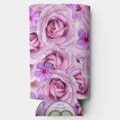 Bachelorette Party Golf Paarse Bloemen Personalise Seltzer Blikjeskoeler (Achterkant)