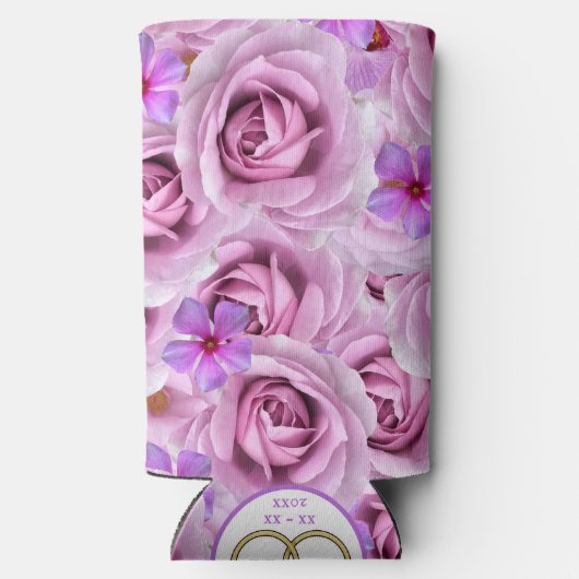 Bachelorette Party Golf Paarse Bloemen Personalise Seltzer Blikjeskoeler (Achterkant)