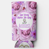 Bachelorette Party Golf Paarse Bloemen Personalise Seltzer Blikjeskoeler (Voorkant)