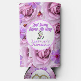 Bachelorette Party Golf Paarse Bloemen Personalise Seltzer Blikjeskoeler