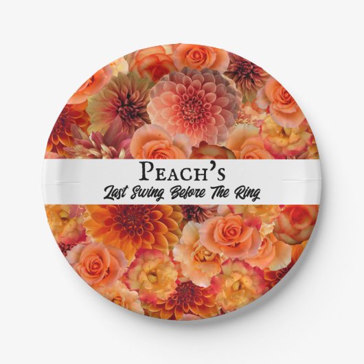 Bachelorette Party Golf Vrijgezellenfeest Peach Si Papieren Bordje (Voorkant)