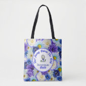 Bachelorette Party Golfen Blauwe en Witte Bloemen Tote Bag (Voorkant)