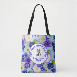 Bachelorette Party Golfen Blauwe en Witte Bloemen Tote Bag