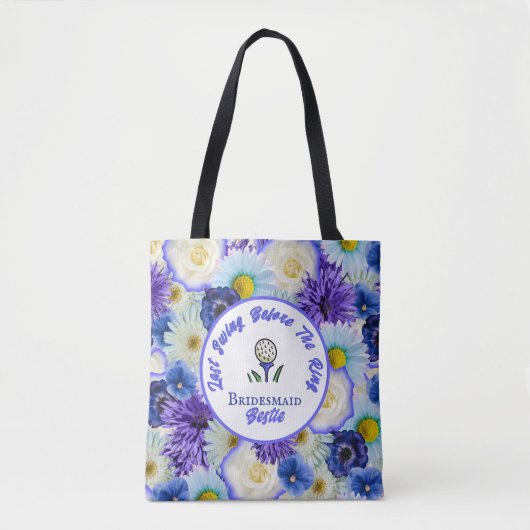 Bachelorette Party Golfen Blauwe en Witte Bloemen Tote Bag (Voorkant)