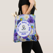Bachelorette Party Golfen Blauwe en Witte Bloemen Tote Bag (Dichtbij)