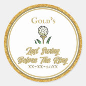 Bachelorette Party Golfen Gouden Glitter Ronde Sticker (Voorkant)