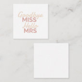 Bachelorette Party Goodbye Miss Hallo Mrs Bride Notitiekaartje (Voorkant / Achterkant)