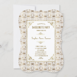 Bachelorette Party   Goud Wit Art Deco uit de jare Kaart