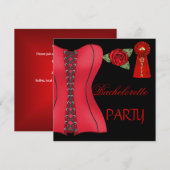 Bachelorette Party Goud Zwart Rood Corset 3 Kaart (Voorkant / Achterkant)