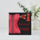 Bachelorette Party Goud Zwart Rood Corset 3 Kaart (Staand voorkant)