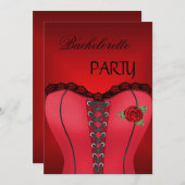 Bachelorette Party Goud Zwart Rood Corset Kaart (Voorkant / Achterkant)