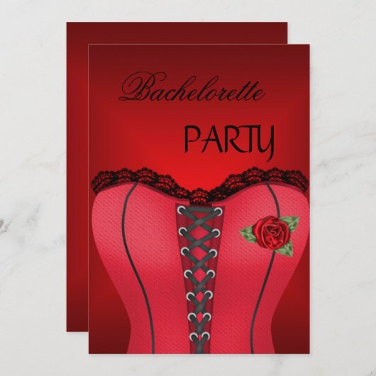 Bachelorette Party Goud Zwart Rood Corset Kaart (Voorkant / Achterkant)