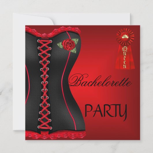 Bachelorette Party Goud Zwart Rood Corset Kaart (Voorkant)