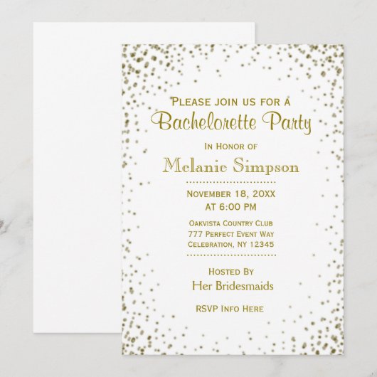 Bachelorette Party | GoudConfetti Kaart (Voorkant / Achterkant)