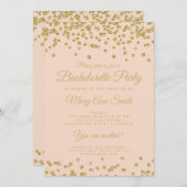 Bachelorette Party Gouden Glitter Confetti Blush Kaart (Voorkant / Achterkant)