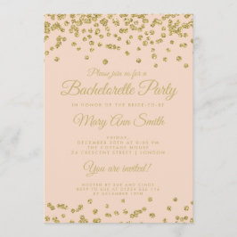 Bachelorette Party Gouden Glitter Confetti Blush Kaart