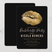 Bachelorette Party Gouden Lippen Uitnodiging (Voorkant / Achterkant)