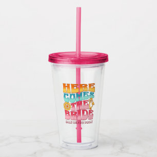 Bachelorette Party Groovy Retro golvende tekst bru Acryl Drinkbeker