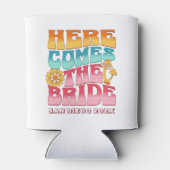 Bachelorette Party Groovy Retro golvende tekst bru Blikjeskoeler (Achterkant)