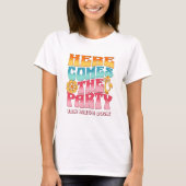 Bachelorette Party Groovy Retro Wavy bruidsmeisje T-shirt (Voorkant)