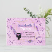 Bachelorette Party Head Silhouette Lila Tones Kaart (Staand voorkant)