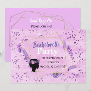 Bachelorette Party Head Silhouette Lila Tones Kaart