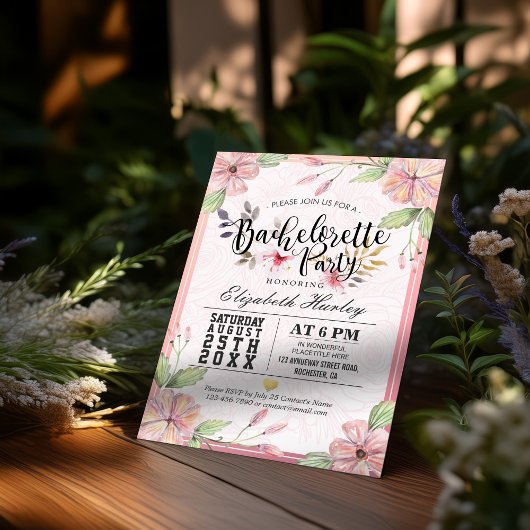 Bachelorette party heerlijke Waterverf Floral Scri Kaart