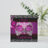 Bachelorette Party Helder Roze Masker Zwart Wit Kaart (Staand voorkant)