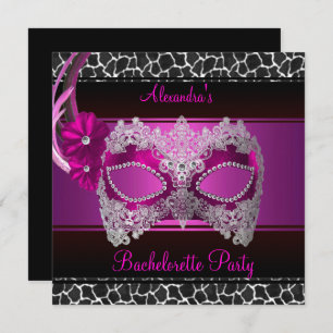 Bachelorette Party Helder Roze Masker Zwart Wit Kaart