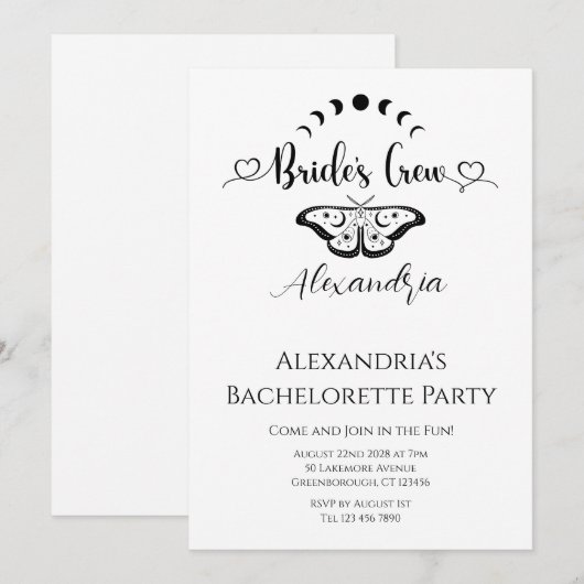 Bachelorette party hemelmot kaart (Voorkant / Achterkant)