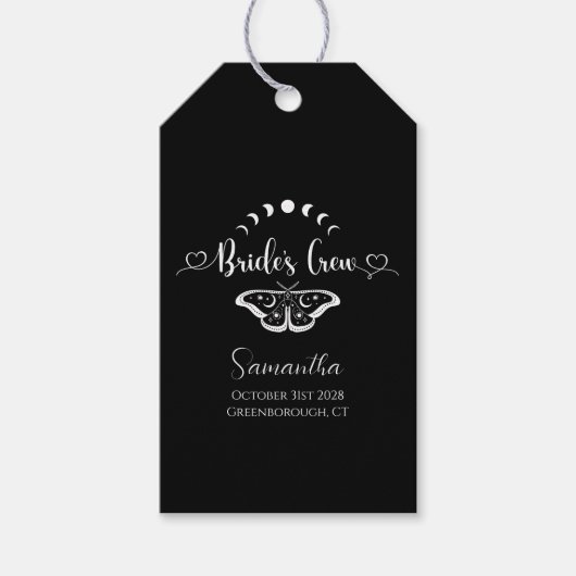 Bachelorette party hemelse gothic gepersonaliseerd cadeaulabel (Voorkant)