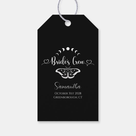 Bachelorette party hemelse gothic gepersonaliseerd cadeaulabel (Achterkant)