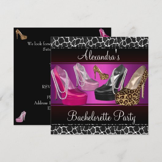 Bachelorette Party Hi-Hiel Shoes Helderroze Kaart (Voorkant / Achterkant)