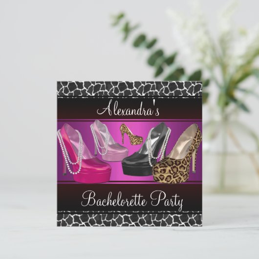Bachelorette Party Hi-Hiel Shoes Helderroze Kaart (Staand voorkant)