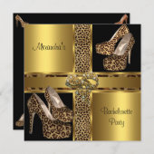 Bachelorette Party Hi-Hiel Shoes Leopard Gold 2 Kaart (Voorkant / Achterkant)