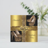 Bachelorette Party Hi-Hiel Shoes Leopard Gold 2 Kaart (Staand voorkant)