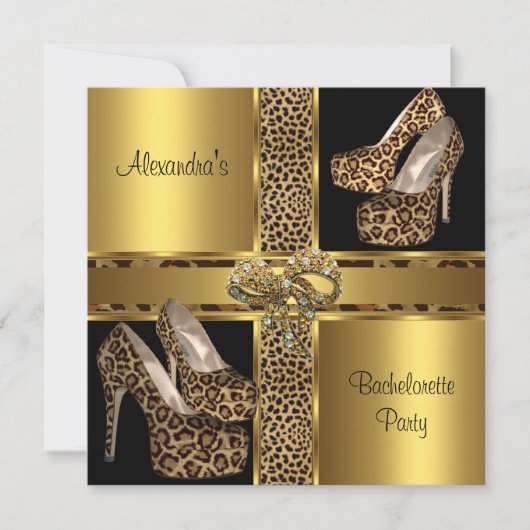Bachelorette Party Hi-Hiel Shoes Leopard Gold 2 Kaart (Voorkant)