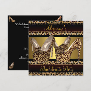 Bachelorette Party Hi-Hiel Shoes Leopard Gold Kaart