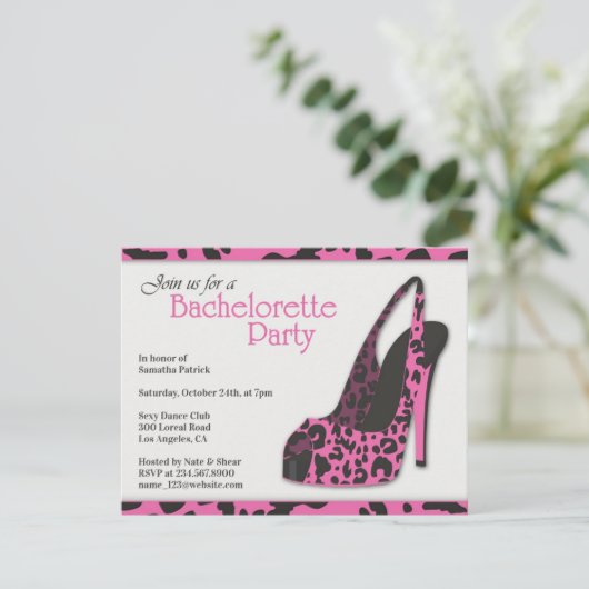 Bachelorette Party High Heel Uitnodiging (Staand voorkant)