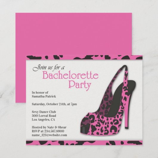 Bachelorette Party High Heel Uitnodiging (Voorkant / Achterkant)